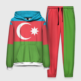 Мужской костюм 3D (с толстовкой) с принтом Азербайджан в Рязани,  |  | azerbaijan | azrbaycan | звезда | ислам | полумесяц | флаг