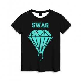 Женская футболка 3D с принтом Swag diamond в Рязани, 100% полиэфир ( синтетическое хлопкоподобное полотно) | прямой крой, круглый вырез горловины, длина до линии бедер | 