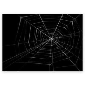 Поздравительная открытка с принтом Паутина в Рязани, 100% бумага | плотность бумаги 280 г/м2, матовая, на обратной стороне линовка и место для марки
 | паук | сеть | черный
