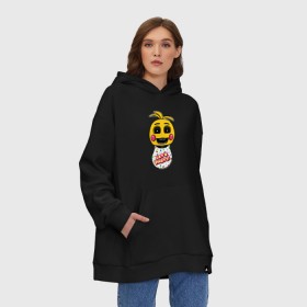 Худи SuperOversize хлопок с принтом Чика (Chica) в Рязани, 70% хлопок, 30% полиэстер, мягкий начес внутри | карман-кенгуру, эластичная резинка на манжетах и по нижней кромке, двухслойный капюшон
 | 5 ночей с фредди | five nights at freddy