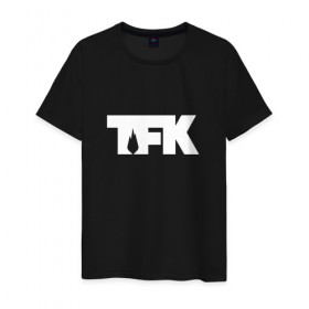 Мужская футболка хлопок с принтом TFK logo white в Рязани, 100% хлопок | прямой крой, круглый вырез горловины, длина до линии бедер, слегка спущенное плечо. | tfk | thousand foot krutch