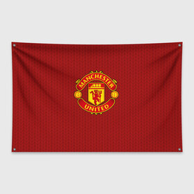 Флаг-баннер с принтом Manchester United Knitted в Рязани, 100% полиэстер | размер 67 х 109 см, плотность ткани — 95 г/м2; по краям флага есть четыре люверса для крепления | Тематика изображения на принте: england | football | logo | manchester united | pattern | sport | англия | арт | вязаный | лига | лого | манчестер юнайтед | переплет | свитер | спорт | текстура | узор | фк | футбол | футбольный клуб | эмблема