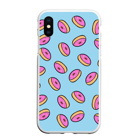 Чехол для iPhone XS Max матовый с принтом Пончики в Рязани, Силикон | Область печати: задняя сторона чехла, без боковых панелей | doughnut | food | pattern | sweet | vegan | vegetarian | веган | вегетарианство | еда | паттерн | пончик | сладкое