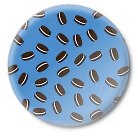 Значок с принтом Oreo в Рязани,  металл | круглая форма, металлическая застежка в виде булавки | cookie | food | oreo | pattern | vegetarian | вегетарианство | еда | орео | паттерн | печеньки | правильное питание