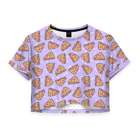 Женская футболка 3D укороченная с принтом Пицца Мун в Рязани, 100% полиэстер | круглая горловина, длина футболки до линии талии, рукава с отворотами | food | pattern | pizza | sailor moon | еда | паттерн | пицца | сейлор мун