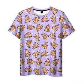 Мужская футболка 3D с принтом Пицца Мун в Рязани, 100% полиэфир | прямой крой, круглый вырез горловины, длина до линии бедер | Тематика изображения на принте: food | pattern | pizza | sailor moon | еда | паттерн | пицца | сейлор мун