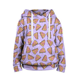 Детская толстовка 3D с принтом Пицца Мун в Рязани, 100% полиэстер | двухслойный капюшон со шнурком для регулировки, мягкие манжеты на рукавах и по низу толстовки, спереди карман-кенгуру с мягким внутренним слоем | Тематика изображения на принте: food | pattern | pizza | sailor moon | еда | паттерн | пицца | сейлор мун