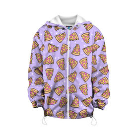Детская куртка 3D с принтом Пицца Мун в Рязани, 100% полиэстер | застежка — молния, подол и капюшон оформлены резинкой с фиксаторами, по бокам — два кармана без застежек, один потайной карман на груди, плотность верхнего слоя — 90 г/м2; плотность флисового подклада — 260 г/м2 | Тематика изображения на принте: food | pattern | pizza | sailor moon | еда | паттерн | пицца | сейлор мун