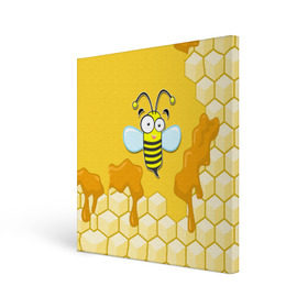 Холст квадратный с принтом Пчелка в Рязани, 100% ПВХ |  | Тематика изображения на принте: животные | лето | мед | насекомые | природа | пчела | пчелка | соты