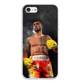 Чехол для iPhone 5/5S матовый с принтом Vasyl Lomachenko_2 в Рязани, Силикон | Область печати: задняя сторона чехла, без боковых панелей | boxing | lomachenko | бокс | боксеры | василий ломаченко | чемпион