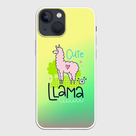 Чехол для iPhone 13 mini с принтом LAMA в Рязани,  |  | girl | lama | life | name | букет | девочки | дети | животные | лама | позитив | радуга | смайл | счастье