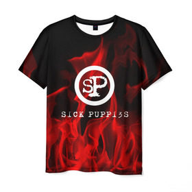 Мужская футболка 3D с принтом SICK PUPPIES в Рязани, 100% полиэфир | прямой крой, круглый вырез горловины, длина до линии бедер | 