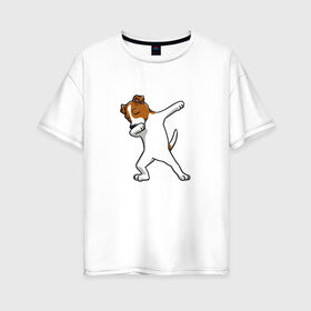 Женская футболка хлопок Oversize с принтом джек победитель в Рязани, 100% хлопок | свободный крой, круглый ворот, спущенный рукав, длина до линии бедер
 | джек | джек рассел | рассел | терьер