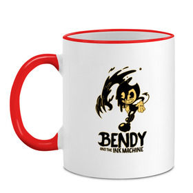 Кружка двухцветная с принтом Bendy and the ink machine (21) в Рязани, керамика | объем — 330 мл, диаметр — 80 мм. Цветная ручка и кайма сверху, в некоторых цветах — вся внутренняя часть | Тематика изображения на принте: bendy | bendy and the ink machine | game | horror | ink | machine | trend | video game