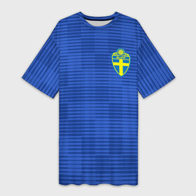 Платье-футболка 3D с принтом Швеция гостевая форма ЧМ 2018 в Рязани,  |  | гостевая форма | сборная швеции | футбольная форма | швеция