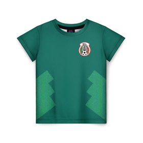 Детская футболка 3D с принтом Домашняя форма сборной Мексики в Рязани, 100% гипоаллергенный полиэфир | прямой крой, круглый вырез горловины, длина до линии бедер, чуть спущенное плечо, ткань немного тянется | мексика | сборная мексики | форма мексики | чемпионат по футболу