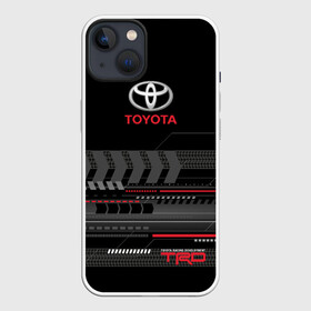 Чехол для iPhone 13 с принтом Toyota 1 в Рязани,  |  | car | toyota | абстракция | авто | графика | дизайн | полосы | протектор | пунктир | след шин | тойота
