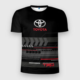 Мужская футболка 3D спортивная с принтом Toyota 1 в Рязани, 100% полиэстер с улучшенными характеристиками | приталенный силуэт, круглая горловина, широкие плечи, сужается к линии бедра | car | toyota | абстракция | авто | графика | дизайн | полосы | протектор | пунктир | след шин | тойота