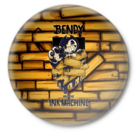 Значок с принтом Bendy and the ink machine (26) в Рязани,  металл | круглая форма, металлическая застежка в виде булавки | bendy | bendy and the ink machine | game | horror | ink | machine | trend | video game