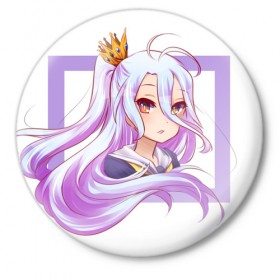 Значок с принтом No Game No Life_2 в Рязани,  металл | круглая форма, металлическая застежка в виде булавки | Тематика изображения на принте: 