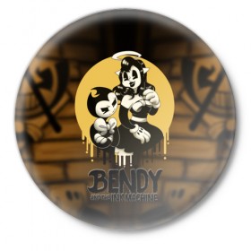 Значок с принтом Bendy and the ink machine (30) в Рязани,  металл | круглая форма, металлическая застежка в виде булавки | bendy | bendy and the ink machine | game | horror | ink | machine | trend | video game