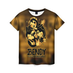 Женская футболка 3D с принтом Bendy and the ink machine (32) в Рязани, 100% полиэфир ( синтетическое хлопкоподобное полотно) | прямой крой, круглый вырез горловины, длина до линии бедер | bendy | bendy and the ink machine | game | horror | ink | machine | trend | video game | бенди | бэнди
