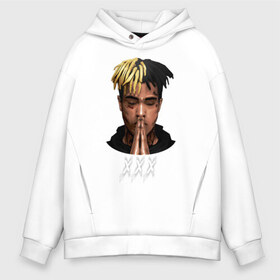 Мужское худи Oversize хлопок с принтом XXXtentacion (6) в Рязани, френч-терри — 70% хлопок, 30% полиэстер. Мягкий теплый начес внутри —100% хлопок | боковые карманы, эластичные манжеты и нижняя кромка, капюшон на магнитной кнопке | 