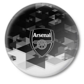 Значок с принтом FC Arsenal sport geometry 2018 в Рязани,  металл | круглая форма, металлическая застежка в виде булавки | 