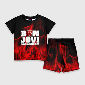 Детский костюм с шортами 3D с принтом BON JOVI в Рязани,  |  | bon jovi | альтернативный хип хоп | группа | инди поп | музыка | музыкальное произведение | ноты | регги | рок | синти поп