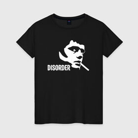 Женская футболка хлопок с принтом Disorder в Рязани, 100% хлопок | прямой крой, круглый вырез горловины, длина до линии бедер, слегка спущенное плечо | Тематика изображения на принте: ian curtis | joy division | rock | unknown pleasures | иэн кёртис | рок