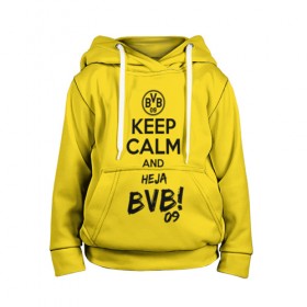 Детская толстовка 3D с принтом Keep calm and Heja BVB в Рязани, 100% полиэстер | двухслойный капюшон со шнурком для регулировки, мягкие манжеты на рукавах и по низу толстовки, спереди карман-кенгуру с мягким внутренним слоем | 09 | bvb | calm | heja | keep | боруссия | германия | дортмунд | клуб | сохраняй | спокойствие | фк | футбол | футбольный