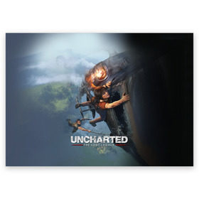 Поздравительная открытка с принтом Uncharted в Рязани, 100% бумага | плотность бумаги 280 г/м2, матовая, на обратной стороне линовка и место для марки
 | Тематика изображения на принте: chloe | drake | elena | nathan | naughty dog | sully | анчартед | дрейк | натан | нейтан | ноти дог | пиратs | приключения | путь вора | салли | утраченное наследие