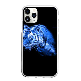 Чехол для iPhone 11 Pro матовый с принтом Синий тигр в Рязани, Силикон |  | tiger | большая кошка | огонь | пламя | тигр | хищник