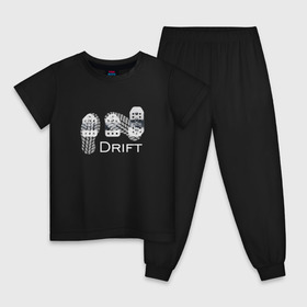 Детская пижама хлопок с принтом DRIFT в Рязани, 100% хлопок |  брюки и футболка прямого кроя, без карманов, на брюках мягкая резинка на поясе и по низу штанин
 | Тематика изображения на принте: drift | дрифт | занос | педали | тюнинг | управляемый