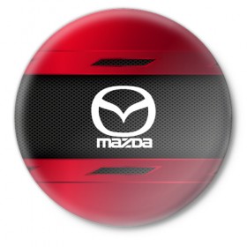 Значок с принтом MAZDA SPORT в Рязани,  металл | круглая форма, металлическая застежка в виде булавки | auto | car | mazda | автомобиль | мазда | марка