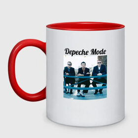 Кружка двухцветная с принтом Depeche mode в Рязани, керамика | объем — 330 мл, диаметр — 80 мм. Цветная ручка и кайма сверху, в некоторых цветах — вся внутренняя часть | depeche mode | депеш мод. | музыка