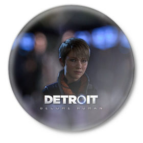 Значок с принтом Detroit: Become Human - Kara в Рязани,  металл | круглая форма, металлическая застежка в виде булавки | Тематика изображения на принте: connor | cyberlife | deviant | ps4 | rk800 |  detroit: become human | детроит | детроит: стать человеком | игры | коннор | пиратs | эксклюзив