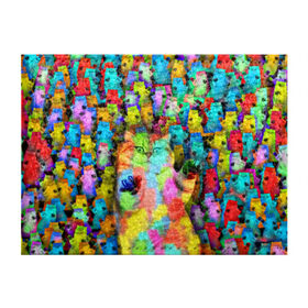 Обложка для студенческого билета с принтом Котики на дискотеке в Рязани, натуральная кожа | Размер: 11*8 см; Печать на всей внешней стороне | Тематика изображения на принте: кошки | паттерн | психоделика | разноцветный | яркий