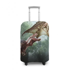 Чехол для чемодана 3D с принтом Monster Hunter в Рязани, 86% полиэфир, 14% спандекс | двустороннее нанесение принта, прорези для ручек и колес | gamer | mhr | monster hunter | динозавр | дракон