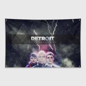 Флаг-баннер с принтом Detroit become human в Рязани, 100% полиэстер | размер 67 х 109 см, плотность ткани — 95 г/м2; по краям флага есть четыре люверса для крепления | dbh | detroit | gamer