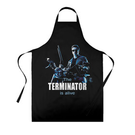 Фартук 3D с принтом Terminator alive в Рязани, 100% полиэстер | общий размер — 65 х 85 см, ширина нагрудника — 26 см, горловина — 53 см, длина завязок — 54 см, общий обхват в поясе — 173 см. Принт на завязках и на горловине наносится с двух сторон, на основной части фартука — только с внешней стороны | arnold schwarzenegger | арнольд шварценеггер | киборг | кино | терминатор