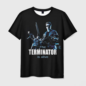 Мужская футболка 3D с принтом Terminator alive в Рязани, 100% полиэфир | прямой крой, круглый вырез горловины, длина до линии бедер | arnold schwarzenegger | арнольд шварценеггер | киборг | кино | терминатор