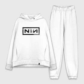 Женский костюм хлопок Oversize с принтом NIN в Рязани,  |  | nin | nine inch nails | niи | аттикус росс | группа | девятидюймовые гвозди | дэнс | индастриал | инцч | инч | ич | метал | наин | най | найн | найн инч нэйлз | нин | нине | нэйлз | рок | трент резнор