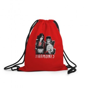 Рюкзак-мешок 3D с принтом Ramones в Рязани, 100% полиэстер | плотность ткани — 200 г/м2, размер — 35 х 45 см; лямки — толстые шнурки, застежка на шнуровке, без карманов и подкладки | группа | джонни | джоуи | ди ди томми | марки | панк | рамон | рамонес | рамоунз | рамоунс | рок | хард