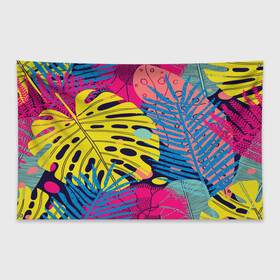 Флаг-баннер с принтом Тропики fashion в Рязани, 100% полиэстер | размер 67 х 109 см, плотность ткани — 95 г/м2; по краям флага есть четыре люверса для крепления | fashion | leaf | листья | мода | море | отдых | природа | тропики