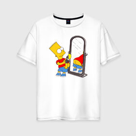 Женская футболка хлопок Oversize с принтом Bart Simpson в Рязани, 100% хлопок | свободный крой, круглый ворот, спущенный рукав, длина до линии бедер
 | bart simpson | арт | барт симпсон | зеркало | мультсериал | симпсоны | фотоаппарат