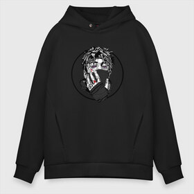 Мужское худи Oversize хлопок с принтом Scarlxrd (4) в Рязани, френч-терри — 70% хлопок, 30% полиэстер. Мягкий теплый начес внутри —100% хлопок | боковые карманы, эластичные манжеты и нижняя кромка, капюшон на магнитной кнопке | Тематика изображения на принте: 6 feet | heart attack | lies yxu tell | new school | rap | scarlxrd | реп