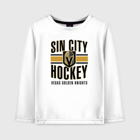 Детский лонгслив хлопок с принтом Sin City Hockey в Рязани, 100% хлопок | круглый вырез горловины, полуприлегающий силуэт, длина до линии бедер | nhl | stanley cup | vegas golden knights | vegas knights | вегас голден найтс | вегас найтс | кубок стенли | кубок стэнли | нхл | хоккей | хоккейный клуб