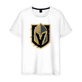 Мужская футболка хлопок с принтом Vegas Golden Knights в Рязани, 100% хлопок | прямой крой, круглый вырез горловины, длина до линии бедер, слегка спущенное плечо. | nhl | stanley cup | vegas golden knights | vegas knights | вегас голден найтс | вегас найтс | кубок стенли | кубок стэнли | нхл | хоккей | хоккейный клуб