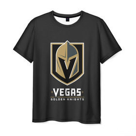 Мужская футболка 3D с принтом Vegas Golden Knights в Рязани, 100% полиэфир | прямой крой, круглый вырез горловины, длина до линии бедер | Тематика изображения на принте: 